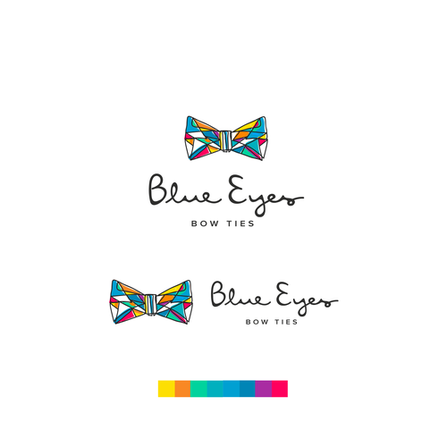 Bow tie logo with the title 'Blue Eyes Bow Ties'