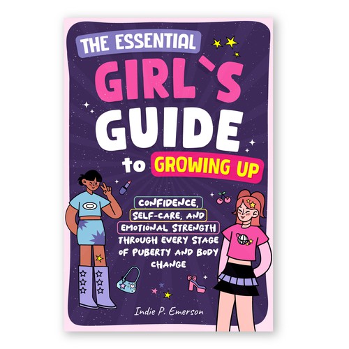 Girl book cover with the title 'Design a tween girl self-help book cover'