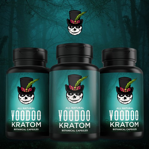 Voodoo design with the title 'Voodoo Kratom label design'