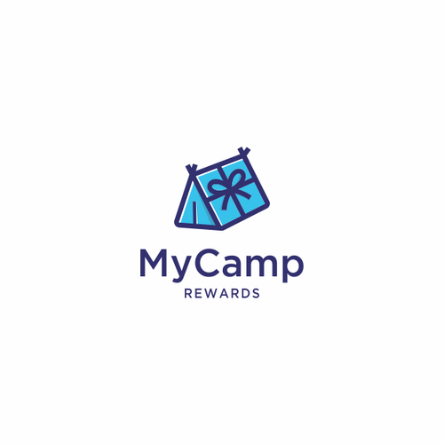 Tent design with the title 'MyCamp Rewards needs attemption grabbing logo'
