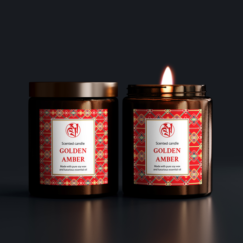 Candle packaging with the title 'Сandle label design'