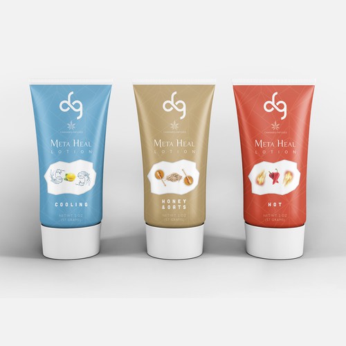 Lotion packaging with the title 'CBD lotion packaging label series'