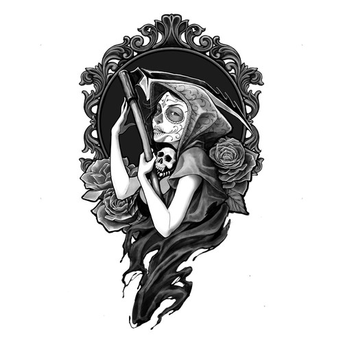 Sugar skull design with the title 'Sugar skull girl'