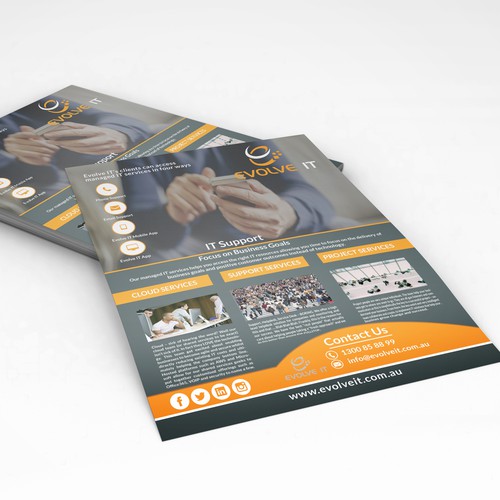 Flayer design with the title 'EVOLVE IT'