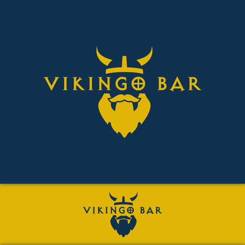 Yellow brand with the title 'Viking look a like Logo for a Spanish bar'