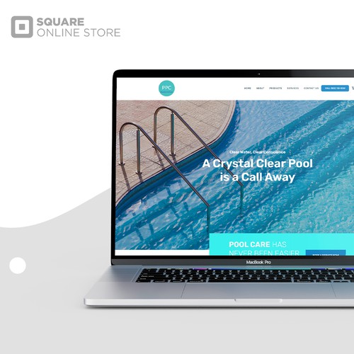 Atom design with the title 'Pleasanton Pool Center for Square online full site'