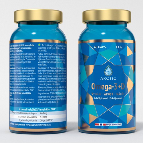 Medical label with the title 'Packaging design of a European product for the Middle East market'