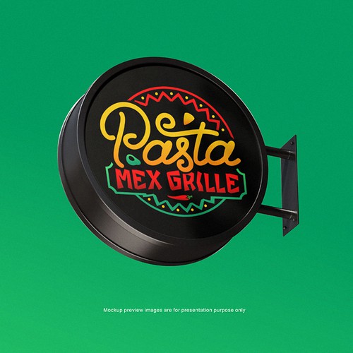 Mexican restaurant design with the title 'Pasta Grill Bar Catchy Logo Design'