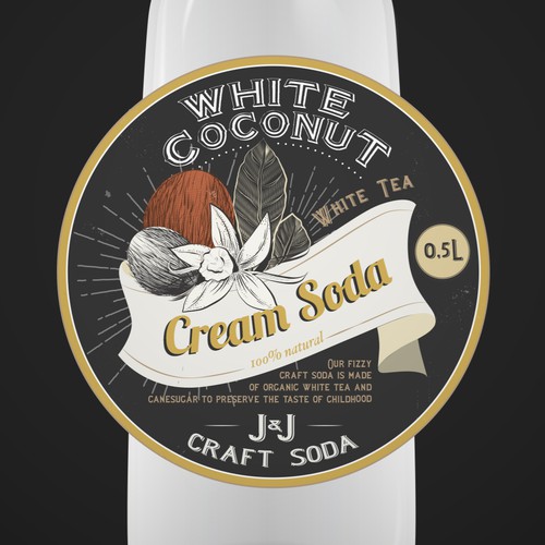 Black label with the title 'vintage label for cream soda '