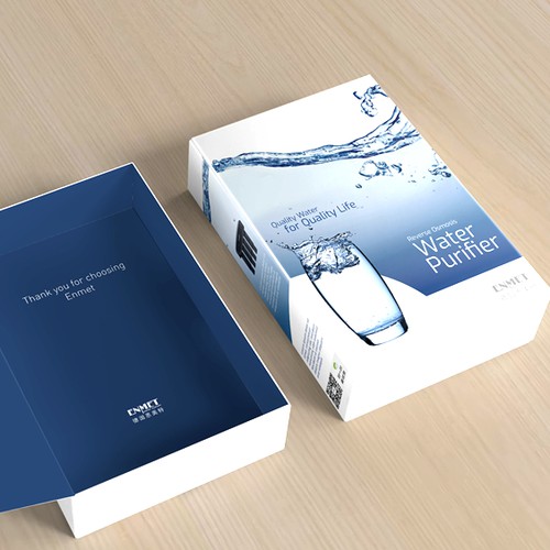 High-end packaging with the title 'Packaging (including inside components) for Water Filtering product '