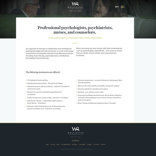 Resort design with the title 'White River Manor Wordpress Design'