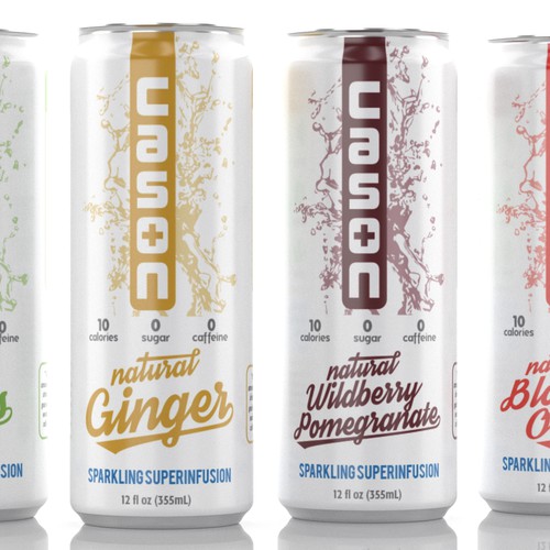 Tin can design with the title 'Cason 'Superinfused' Sparkling Beverage'