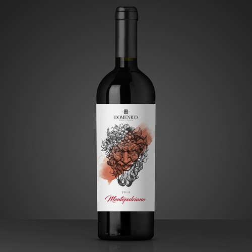 Wine bottle design with the title 'Domenico - Montepulciano - Wine Label'