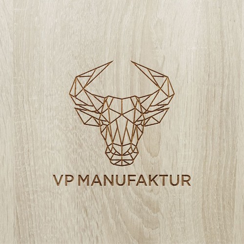 Low poly logo with the title 'VP MANUFAKTUR'