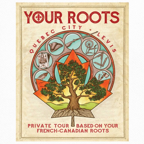 Engraving artwork with the title 'Your Roots'