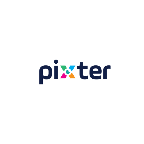 Orange and blue design with the title 'Pixter Photobooth Co. Logo and Brand Guidelines'