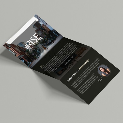 Tri-fold design with the title 'Tri-fold real estate brochure'