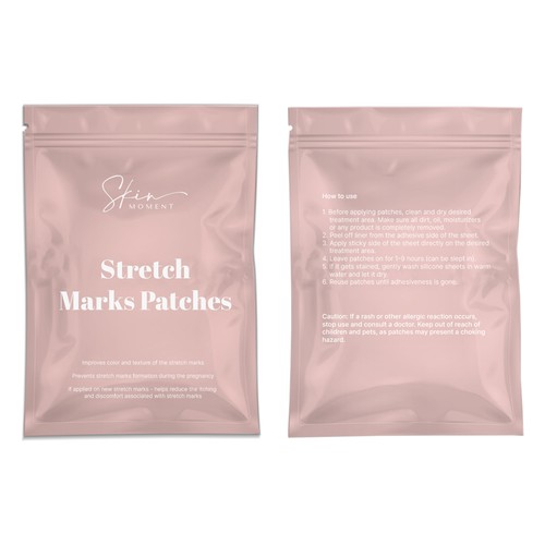 Cosmetics design with the title 'pouch for stretch marks patches'
