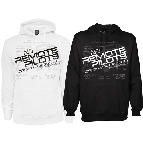 Black t-shirt with the title 'T-shirt design for our new racing drone company'