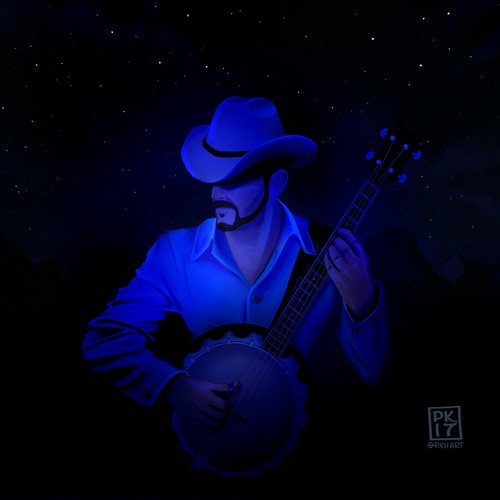 Guitar artwork with the title 'Banjoman'