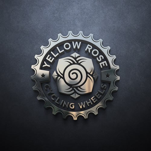 Cycling design with the title 'Yellow rose cycling wheels'