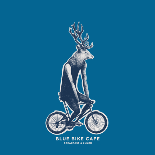 Metal illustration with the title 'Blue Bike Cofe'