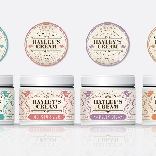 Baby label with the title 'Hayley's Cream for moms and babies'