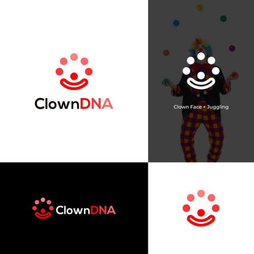 Joker logo with the title 'meaningful  Clown logo for Clown DNA'