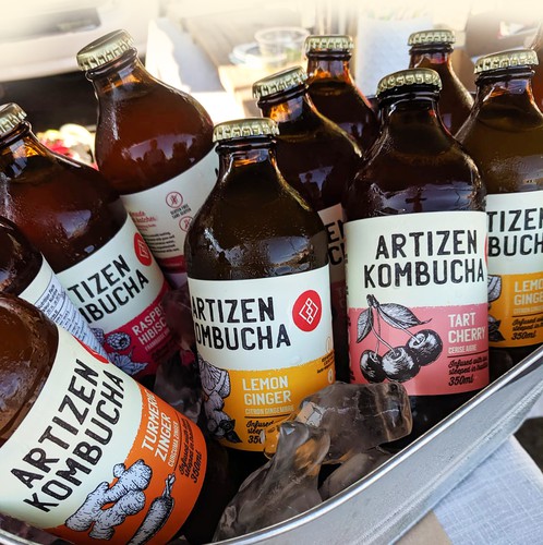 Lemonade design with the title 'Rebranding labels Artizen Kombucha'