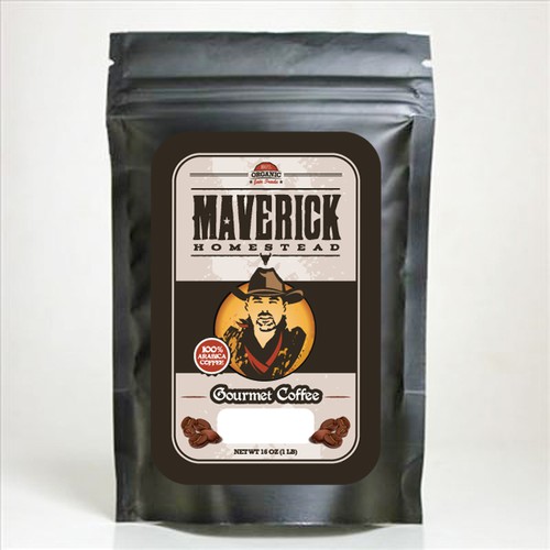 Exclusive label with the title 'Packaging Design For Maverick Homestead'