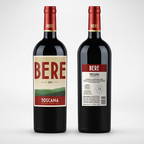 Retro label with the title 'BERE Wine in the style of vintage Travel Posters'
