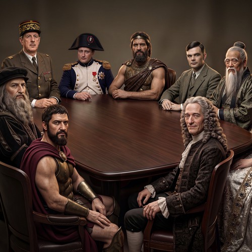 Illustration with the title 'Photorealistic Historical Figures: Character Design'