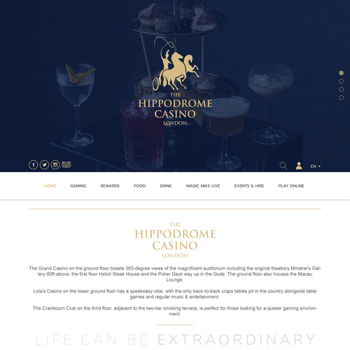 Casino website with the title 'Design for a Casino'