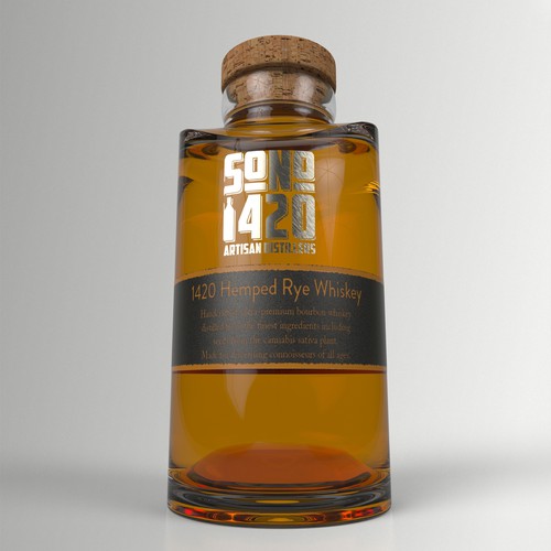 Whiskey packaging with the title 'Luxury bottle for handcrafted whiskey'