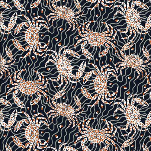 Textile design with the title 'The Pinche Crab'