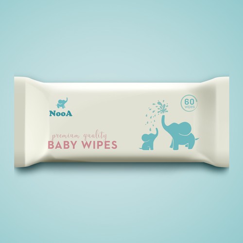 Natural cosmetics packaging with the title 'packaging design for baby whipes'