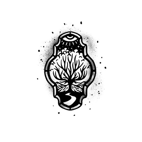 Mountain logo with the title 'Ancient Tree'