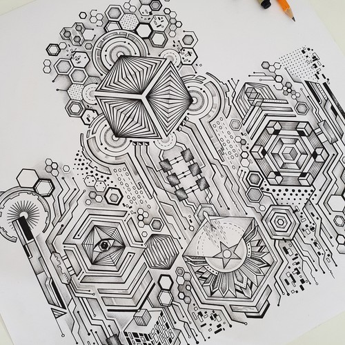 Geometric design with the title 'Cyber Sleeve'