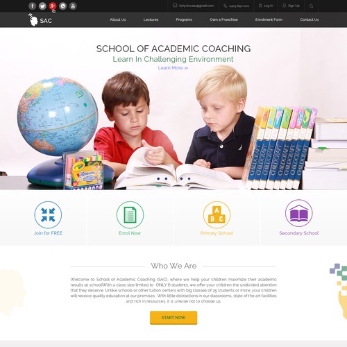 School website with the title 'Australian tutoring franchise company'