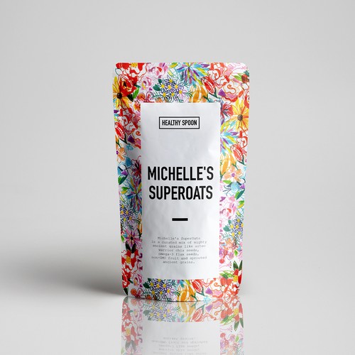 Flower packaging with the title 'Food packaging design handmade flower pattern'