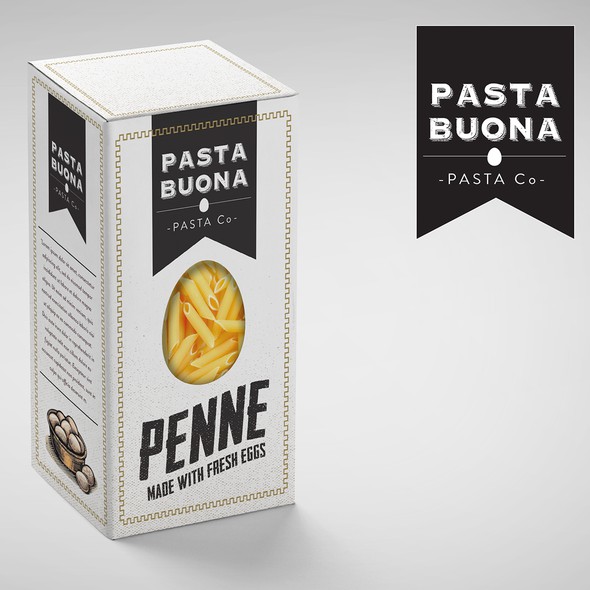 Italian food design with the title 'Pasta Packaging'