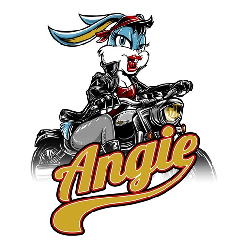 Mascot t-shirt with the title 'Angie Harley Bunny'