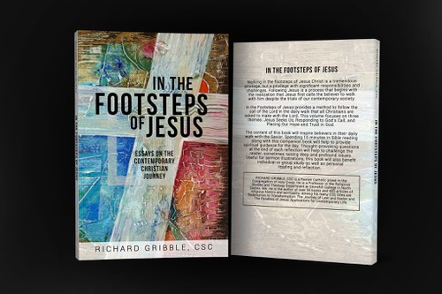 Professional book cover with the title 'In the Footsteps of Jesus by Richard Gribble'