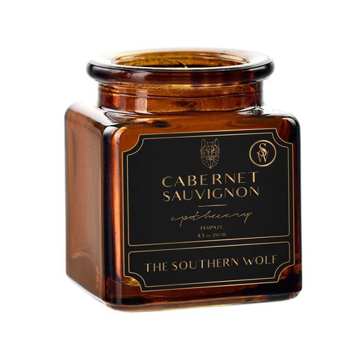 Candle label with the title 'Cabarnet sauvignon'