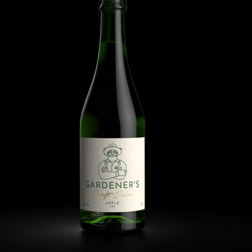 Craft packaging with the title 'GARDENER'S Cider Label Design'