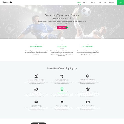 Bootstrap website with the title 'Soccer Tipsters Platforms'