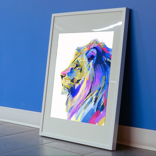 Digital illustration with the title 'Lion - Digital Painting'