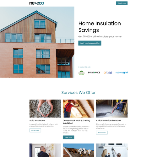 Heating design with the title 'Home Insulation Services Website Design'