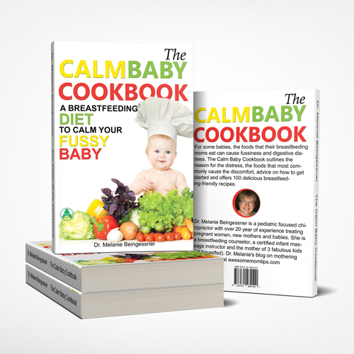 Baby book cover with the title 'The calm baby cookbook - booc cover design'