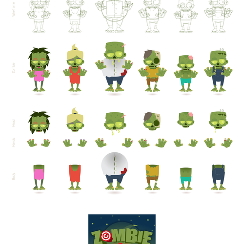 Zombie design with the title 'Zombie Mobile Game Graphics'